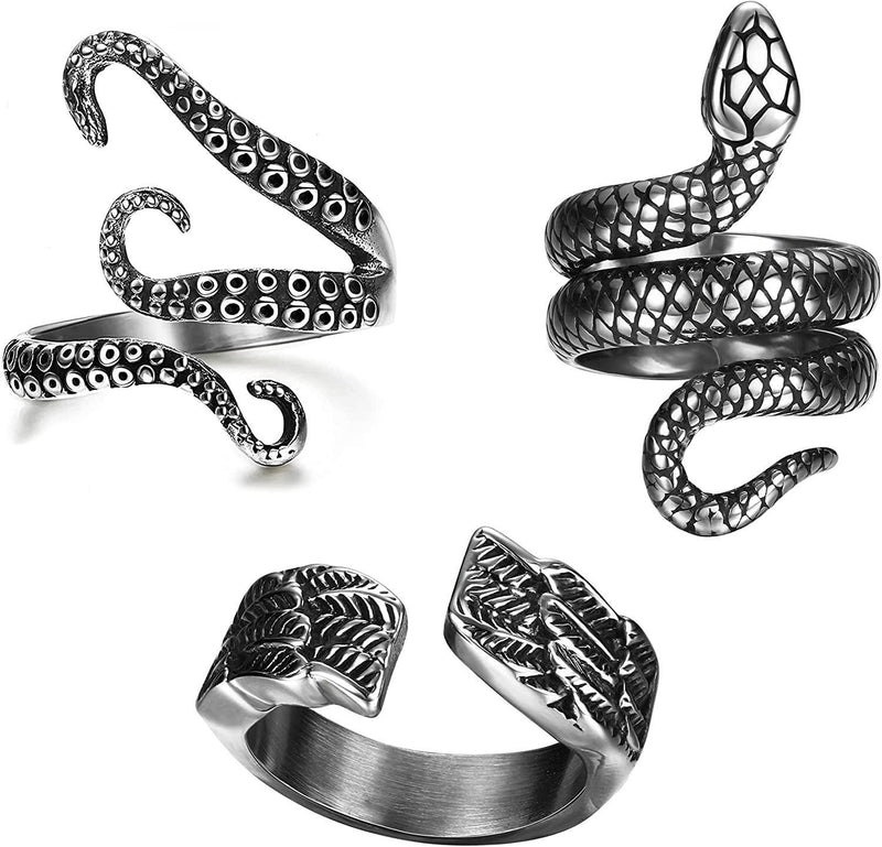 Snake Rings - Gothic Rings - Biker Rings - Adjustable Rings - Wing Rings