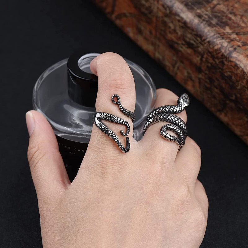 Snake Rings - Gothic Rings - Biker Rings - Adjustable Rings - Wing Rings